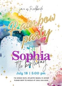 Rainbow Birthday Invitation design preview