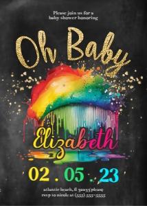 Rainbow Baby Shower Invitation Set 2 design preview