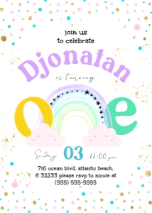Rainbow First Birthday Invitation2: Rainbow First Birthday Invitation2