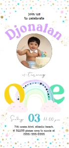 Rainbow First Birthday Electronic Invitation with photo2 design preview