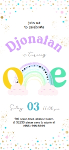 Rainbow First Birthday Electronic Invitation2 design preview