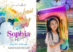 Rainbow Birthday Invitation With Picture: Rainbow Birthday Invitation With Picture