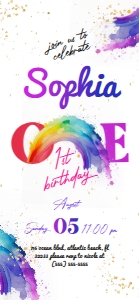Rainbow First Birthday Electronic Invitation design preview