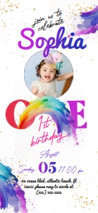 Rainbow First Birthday Electronic Invitation with photo: Rainbow First Birthday Electronic Invitation with photo