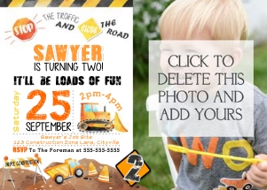 Construction Photo Invite 5x7 design preview