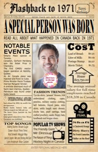 Canadian 1971Birthday Newspaper design preview