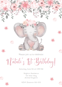 Elephant Girl Birthday design preview