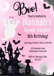 Pink Boo Ghost Invitation design preview