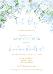Baby Shower Blue Floral design preview