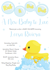Rubber Ducky Baby Shower Boy design preview