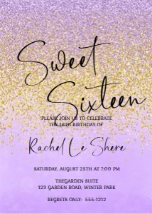 Sweet Sixteen Purple Gold design preview