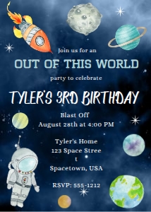Space Rocket Birthday design preview