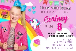jojo shiwa invitation 4x6: Jojo siwa birthday invitation