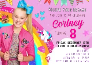 jojo shiwa invitation 5x7: Jojo siwa birthday invitation