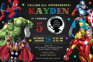 Superheroes birthday invitation with photo-1 4x6: Superhero birthday invitation with photo