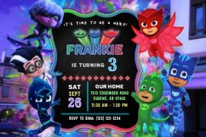 PJ Masks invitation 4X6: PJ Masks birthday invitation