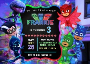 PJ Masks invitation 5x7: PJ Masks birthday invitation