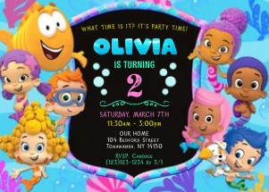 Bubble Guppies invitation 5x7: Bubble Guppies invitation girl