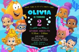 Bubble Guppies invitation 4x6: Bubble Guppies invitation girl