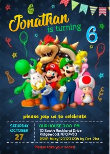 Mario invitation 5x7: Mario Invitation