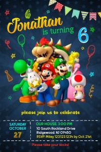 Mario invitation 4x6: Mario Invitation