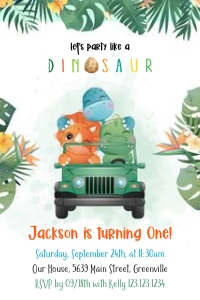 Dino birthday invitation 4x6: Dinosaur Safari Invitation - Editable, Printable, and Digital