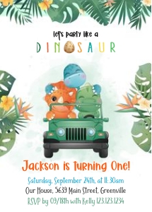 Dino birthday invitation 5x7: Dinosaur Safari Invitation - Editable, Printable, and Digital