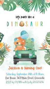 Dino Birthday Invitation cell phone: Dinosaur Safari Invitation - Editable, Printable, and Digital