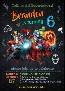 Super Heroes Invitation 5x7: Super hero invitation