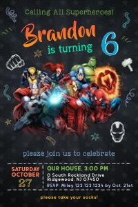 Super Heroes Invitation 4X6: Super hero invitation