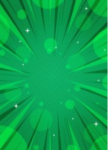 Comic backside green 5x7: Super hero invitation