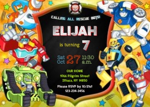 Rescue Bots Invitation 5x7: Rescue Bots Invitation