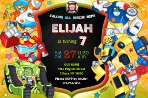 Rescue Bots Invitation 4x6: Rescue Bots Invitation