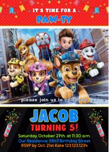 Paw Patrol Invitation 5x7: Paw Patrol Invite