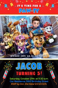 Paw Patrol Invitation 4X6: Paw Patrol Invite