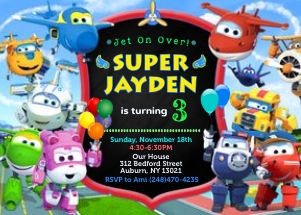 Super Wings Invitation 5x7: Super Wings Invitation