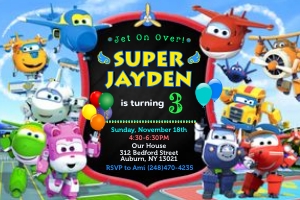 Super Wings Invitation 4x6: Super Wings Invitation