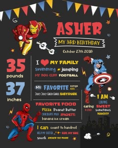 Superhero Chalkboard 16x20: Superhero birthday poster