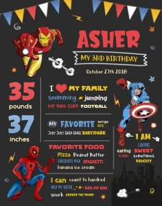 Superhero Chalkboard 11x14: Superhero birthday poster