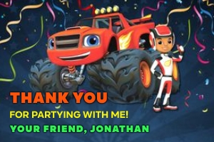 Monster Machines thank you card design preview
