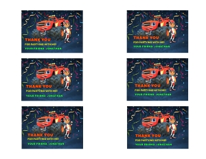 Monster machines thank you card 2x3-4 per page 8.5x11: Monster Machines thank you card