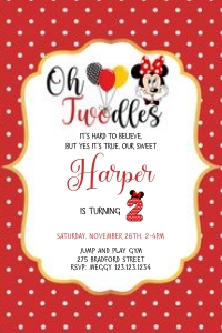 Minnie Invite Twodles Red 4x6: Twodles Invite Girl