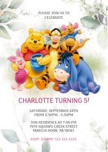 Winnie The Pooh Invitation - Editable Template, Instant Access design preview