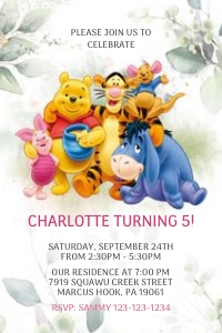 Pooh Invitation 4x6: Winnie The Pooh Invitation - Editable Template, Instant Access