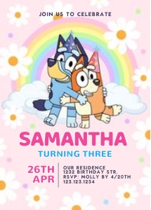 Bluey Rainbow Invitation design preview
