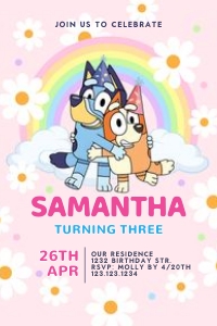 Bluey Rainbow Invitation 4x6: Bluey Rainbow Invitation