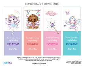 Fairy bookmark favors design preview