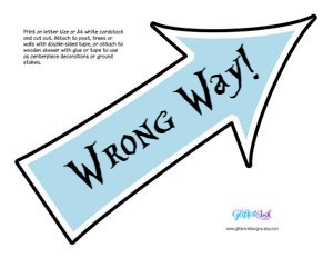 Tea party arrow signs: Alice in Wonderland Mad Hatter Tea Party arrow signs photo props