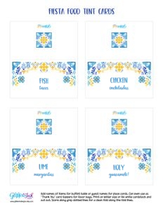 Fiesta food tent cards Talavera: Fiesta food tent cards Talavera