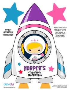 Space party centerpiece PINK girl2 design preview